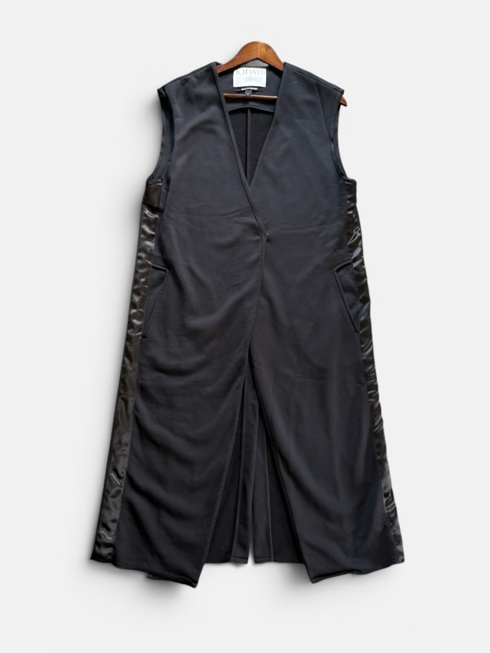 10DAYS Longline Vest Cardigan Designer Layering Piece Minimalist Chic Black